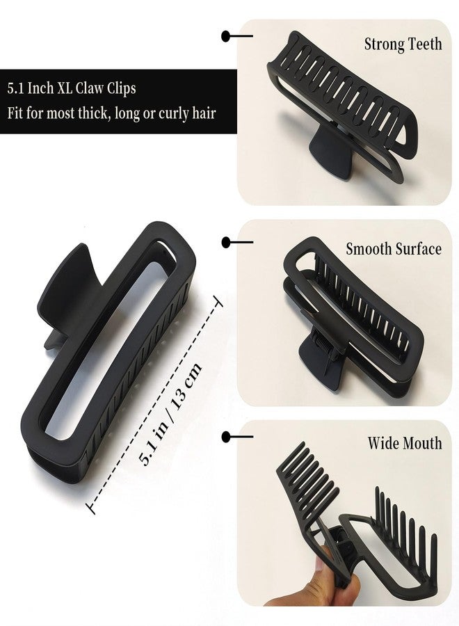 Markuii 5 Inch Large Unbreakable Hair Claw Clips, No Slip Not Easy to Break Square Neutral Claw Clip for Women Thick Long Curly Hair, 4 Pack - Image 2